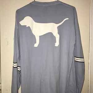 Pink blue lace up long sleeve